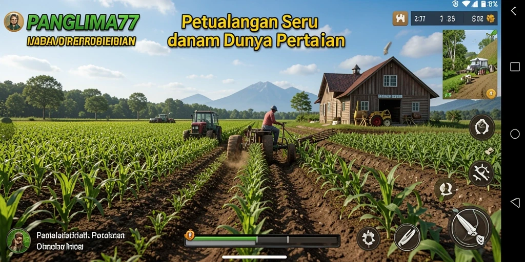 Tangkapan layar gameplay PANGLIMA77 menampilkan keseruan bertani.