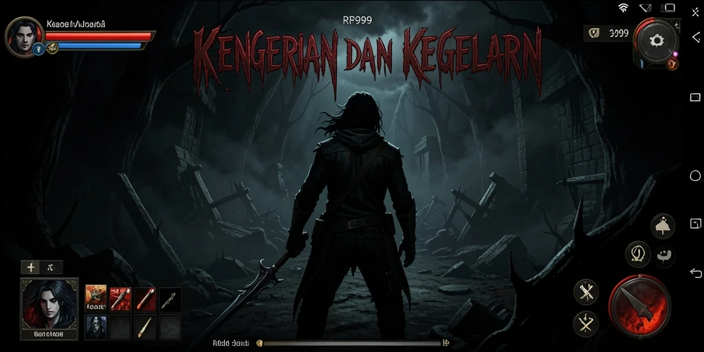 Screenshot gameplay RR999 yang menampilkan suasana Horror yang mencekam.