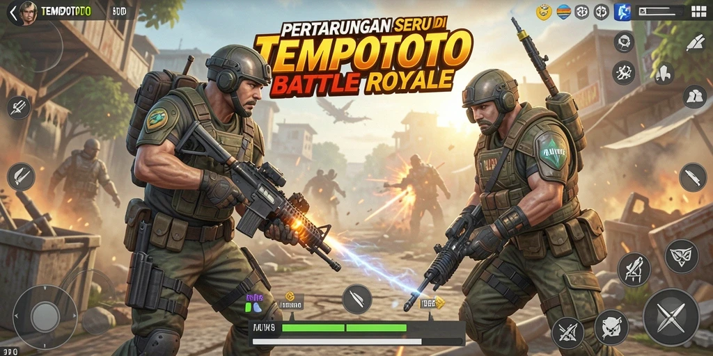 Tampilan gameplay seru dan menegangkan di TEMPOTOTO Battle Royale.