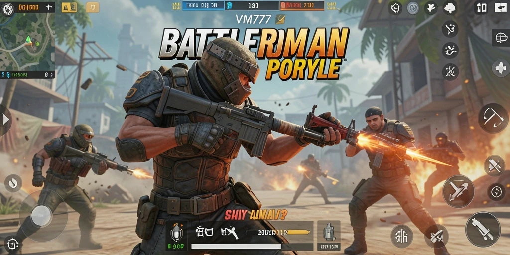 Tampilan gameplay seru dan mendebarkan dalam pertempuran Battle Royale.