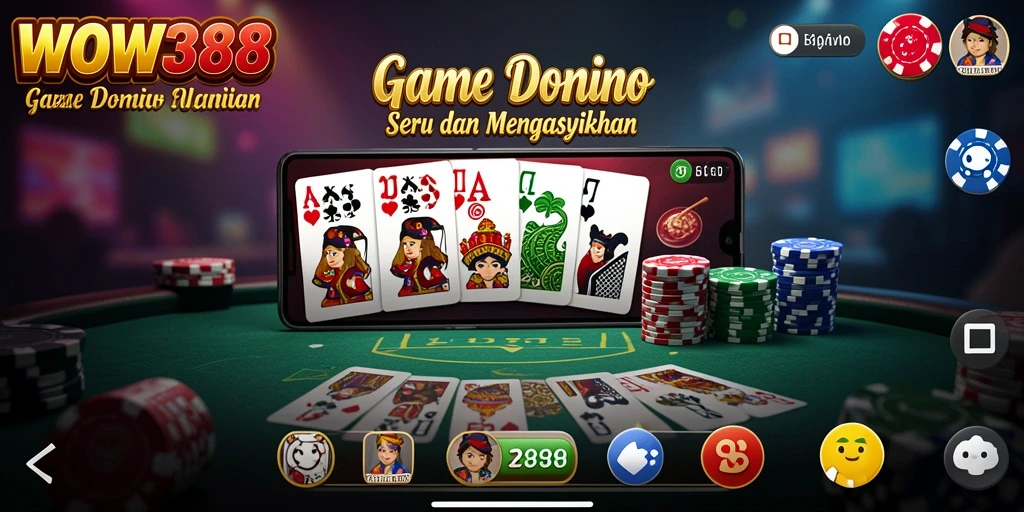 Tampilan gameplay WOW388 yang menarik dengan desain domino interaktif.