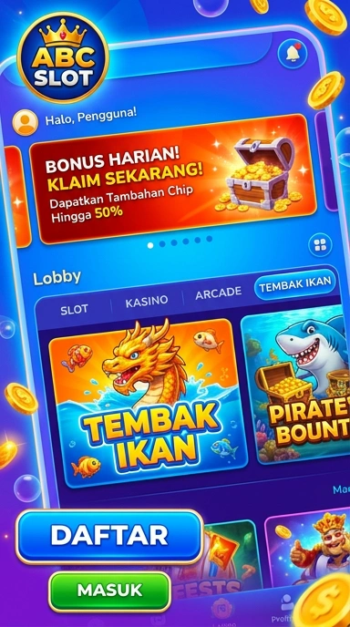 Tampilan utama aplikasi abcslot yang menarik dan mudah digunakan.
